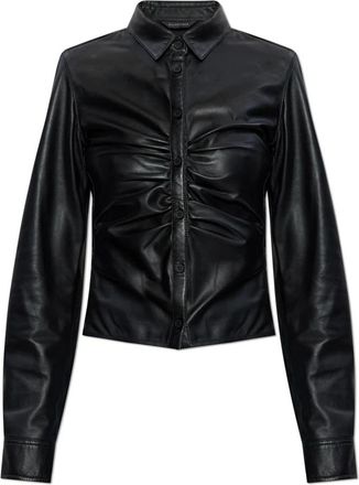 Balenciaga Lederen Top - Dames - Overhemden - Zwart - XS - Leer - Overhemden