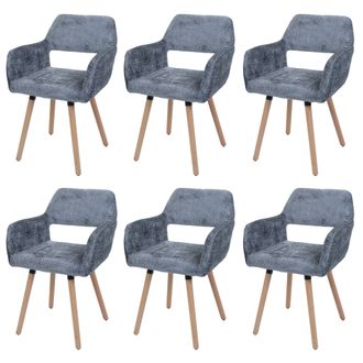 Hhg Hhg - Nunca Usado] Juego De 6 Silla De Comedor 867 Ii, Silla De Cocina Silla Tapizada, Madera Tela/textil Chenilla (465g/m&sup2;) Mvg, Gris Oscuro