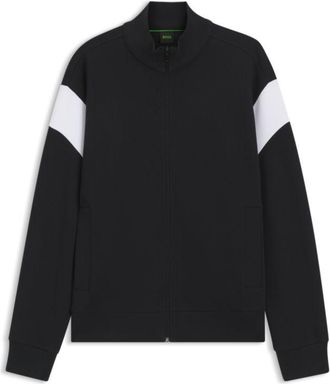 BOSS Zippered cotton-blend sweatshirt with contrast inserts