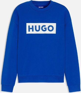 HUGO BOSS Mens Niero Crewneck Sweatshirt - Niero Logo Print Crewneck Sweatshirt - Blue - Size: 38