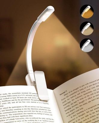 OEM L&aacute;mpara De Noche Con Clip, 3 Niveles De Intensidad, Recargable, L&aacute;mpara Con Clip Ligera, Viajar O Usar En El Escritorio, Color Blanco