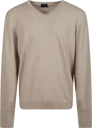 Drumohr Jersey con cuello en V - Knitwear - Hombre - Beige - 2XL