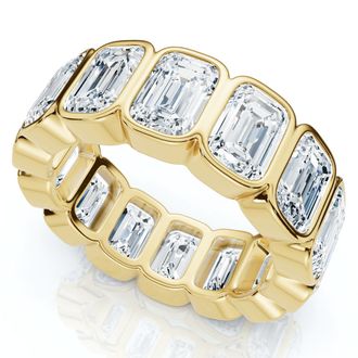 Pompeii3 8Ct Emerald Cut Bezel Diamond Eternity Band 14k Gold/Pt Wedding Ring Lab Grown
