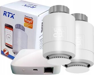 OEM 2 Cabezales De Termostato Rtx + Puerta De Enlace Lan Zigbee Tuya Set2