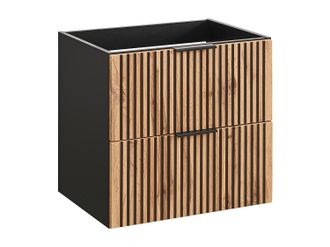 Vente-Unique Mueble suspendido bajo lavabo - Natural claro y negro - 60 cm - MADELA