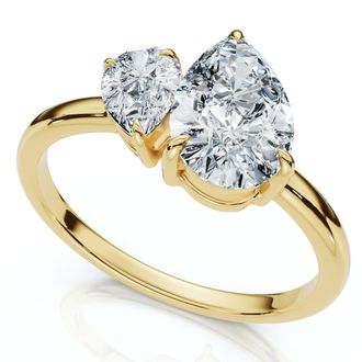 Pompeii3 1 1/4Ct Pear Cut Toi Et Moi Diamond Ring 14k Gold or Pt Lab Grown