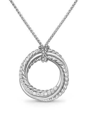 David Yurman sterling silver Crossover diamond pendant necklace (21mm) - women - Diamond - One Size