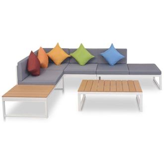 vidaXL Vidaxl - Set Divani da Giardino 4 pz con Cuscini in Alluminio e wpc
