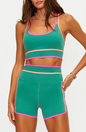 Beach Riot Anari Colorblocked Sports Bra in Rally Green Colorblock at Nordstrom, Size X-Small