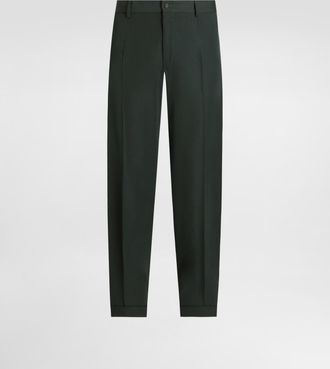 Dolce & Gabbana Woolen Pants With Turn-ups - Man Pants And Shorts Green 44