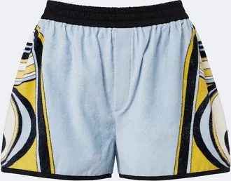 La DoubleJ Pull-up printed cotton terry shorts
