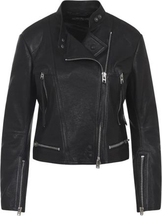 Tom Ford Steam Finished Nappa Racer Jacket - Dames - Leren en Su&egrave;de Jassen - Zwart - S - Leer - Jassen