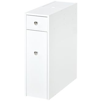 OEM Mueble Auxiliar De Ba&ntilde;o Estrecho Con 2 Cajones Y Compartimiento Superior Con Tapa Para Lavabo 17x48x58 Cm Blanco