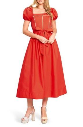 Flying Tomato Puff Sleeve Midi Dress in Coral Red at Nordstrom Rack, Size Medium