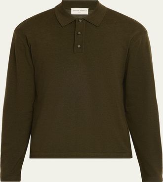 Officine G&eacute;n&eacute;rale Mens Merino Wool Long-Sleeve Polo Shirt