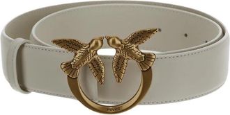 Pinko Love Birds hoge leren riem - Dames - Riemen - Wit - L - Leer - Accessoires
