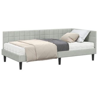 vidaXL Estructura De Cama Esquina Con Colch&oacute;n Manual 2 Pcs Gris Claro Vidaxl
