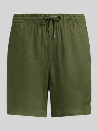 Polo Ralph Lauren Leinenshorts mit Tunnelzugbund und Logo Stitching in Oliv, Gr&ouml;&szlig;e XXL