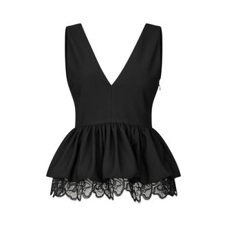 Rotate ROTATE Birger Christensen - Top con cuello en V y peplum - Tops - Mujer - Negro - XS
