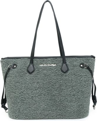 Generic Womens Large Plush Tote Handbag with Zip Top Closure, Soft Textured Shoulder Bag with Interior Zipped Pocket, Winter Casual Shopping & Everyday Tote B