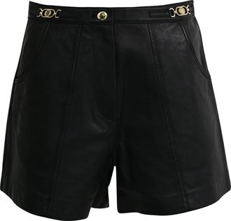 Maje Imori High-Waisted Shorts in Black Leather