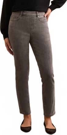 Tribal Audrey Mid Rise Pull-On Slim Ankle Glitter Jeans In Silvergrey