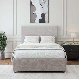 Bedmaster Luxury Velvet Divan Base in Light Grey | Size: Small Double