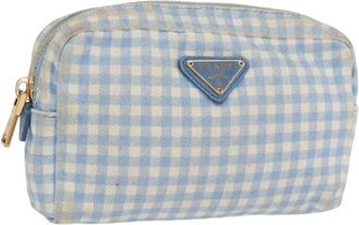 Prada Pre-owned Clutches, female, Blue, Size: ONE SIZE Pre-owned Cotton Clutch