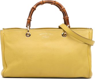 Gucci Pre-owned Womens Bamboo Shopper Tote Handle - Mustard Leather - One Size