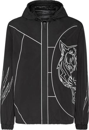 Plein Sport Nylon Windbreaker Tiger Court Edition - Heren - Outdoorjassen - Zwart - 3XL - Nylon - Fitness