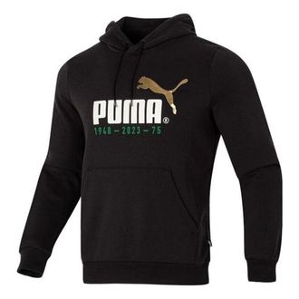 Puma Logo Printed Casual Hoodie Black White 678413-01