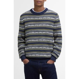 Barbour Topcliffe Fair Isle Sweater in Navy at Nordstrom, Size Xx-Large