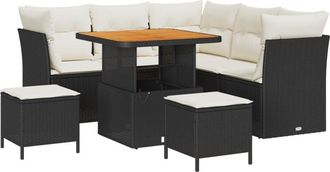 vidaXL Vidaxl - Garden Sofa Set 8 pcs Black and cream 80 x 80 x 71 cm