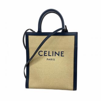 Celine Beige Navy Canvas Tote Bag (Pre-Owned)