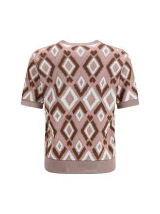 PIACENZA 1733 Mens Short-Sleeve Crewneck Sweater Rosa Antico Cotton; Silk