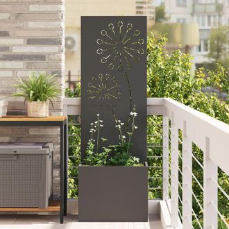 vidaXL Macetero De Jard&iacute;n Con Panel Decorativo Negro 50 X 140 Cm Vidaxl