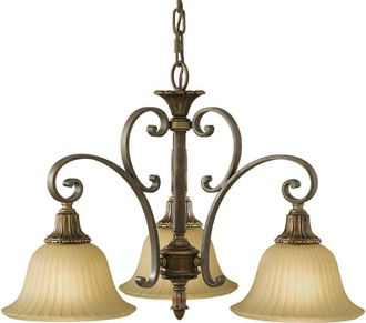 Loops 3 Bulb Chandelier LIght Firenze Gold British Bronze LED E27 60W