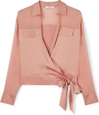 Motivi Overhemden, Dames, Roze, L, Satijn, Satijnen Blouse met Overlap
