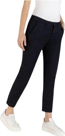M.A.C Donkerblauwe Chino Turn Up Broek - Dames - Slim Fit Broeken - Zwart - XL - Broeken