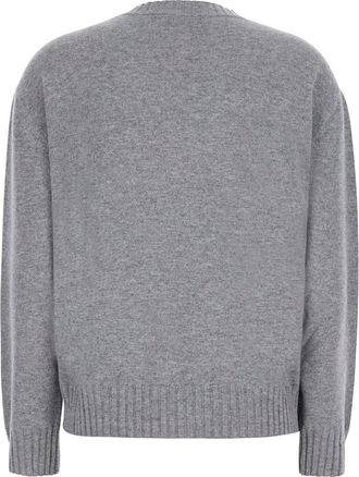 Fabiana Filippi Womens Sweater Crew Neck Grey Wool-Silk-Cashmere Tops Top