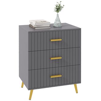 HOMCOM Bedroom Chest Of Drawers - 3-Drawer Dresser With Aluminium Legs | TJ Hughes