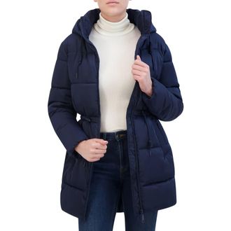 Rebecca Minkoff Water Repellent Quilted Coat in Navy at Nordstrom Rack, Size X-Large