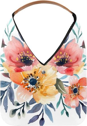 Generic Watercolor flowers (5) Reusable Lightweight Grocery Bags - Foldable Into Compact Pouch, Washable & Sturdy, Multipurpose for Shopping and Travel