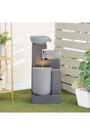 H&O Direct Creative Outdoor Water Fountain Garden Rockery Decor in Natural