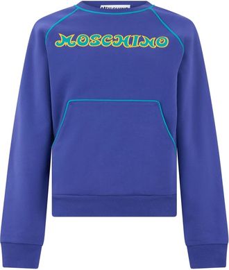 Moschino Sweatshirt met ronde hals en tekst - Dames - Sweatshirts - Blauw - L - Katoen - Hoodies & sweatvesten