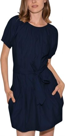 Starkx Adri Cotton Poplin Mini Dress In Marine Navy