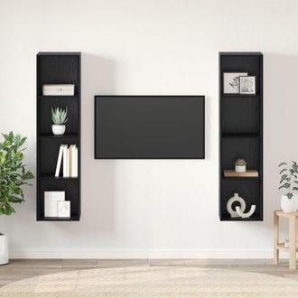 Berkfield Home TV Cabinet 2 pcs Black 37 x 37 x 142.5 cm Engineered wood