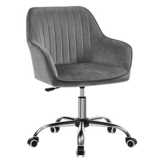 Songmics Silla de oficina giratoria con tapizado de espuma de color gris