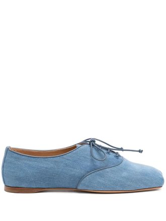 Gabriela Hearst Maya lace-up shoes - women - Leather/Linen/Flax/Cotton/Leather - 36.5 - Blue