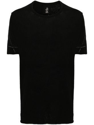 Thom Krom Fijngebreid T-shirt met decoratief stiksel - Zwart